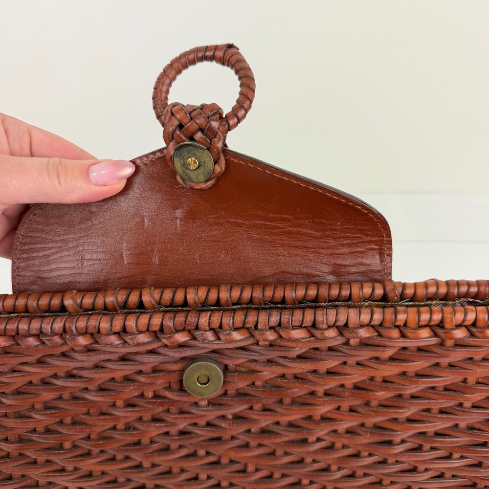 Woven Brown Clutch with Braided Ring Accent - Picture 9 of 15
